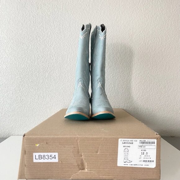 Lane SWEET MEMORIES Knee High Womens Cowboy Boots 12 Light Blue Cowgirl Western - Picture 10 of 11